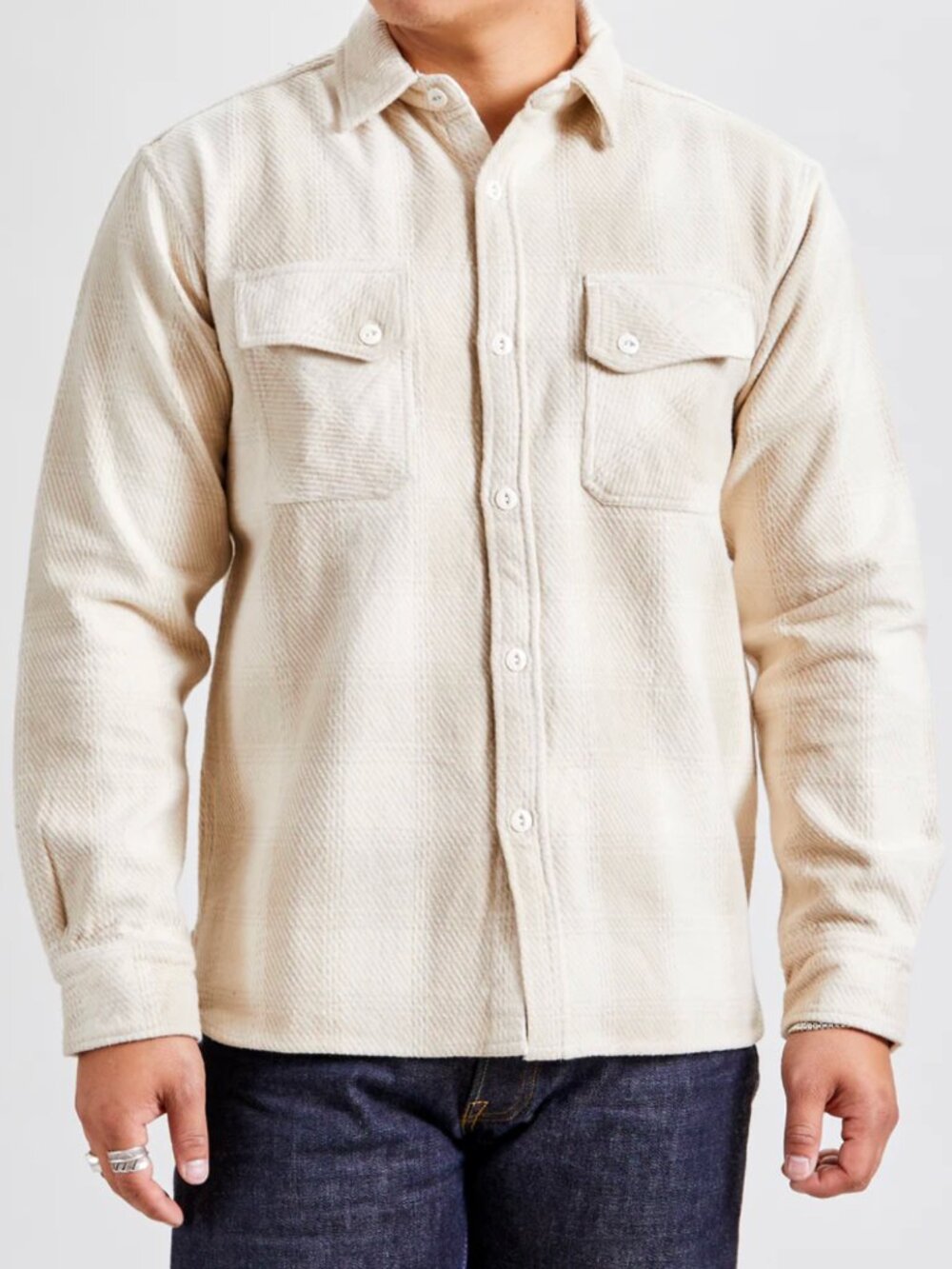 3Sixteen Crosscut Flannel (M, Alabaster Twill) - Picture 5 of 6